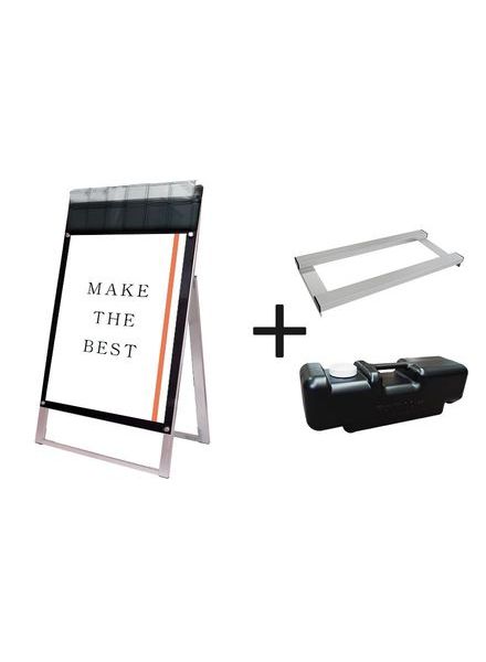 常磐精工 ポスタースタンド ポスター用スタンド看板マグネジ パンフレットケース付 B1片面ブラック(屋外用) ウエイトアーム・水タンクセット PSSKMNP-B1KB-G-3SET|【店舗用品】