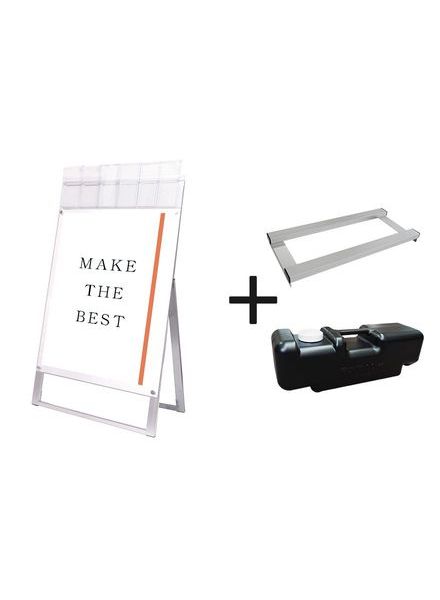 常磐精工 ポスタースタンド ポスター用スタンド看板マグネジ パンフレットケース付 B1片面ホワイト(屋外用) ウエイトアーム・水タンクセット PSSKMNP-B1KW-G-3SET|【店舗用品】