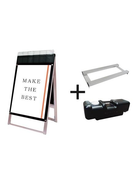 常磐精工 ポスタースタンド ポスター用スタンド看板マグネジ パンフレットケース付 B1両面ブラック(屋外用) ウエイトアーム・水タンクセット PSSKMNP-B1RB-G-3SET|【店舗用品】