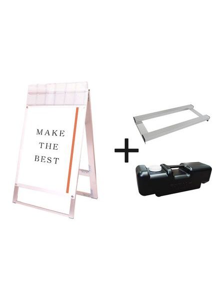 常磐精工 ポスタースタンド ポスター用スタンド看板マグネジ パンフレットケース付 B1両面ホワイト(屋外用) ウエイトアーム・水タンクセット PSSKMNP-B1RW-G-3SET|【店舗用品】