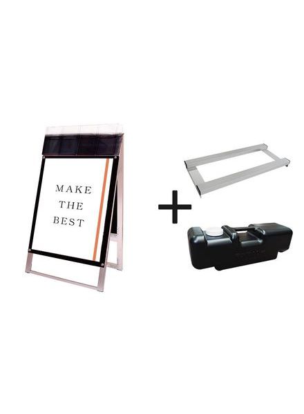 常磐精工 ポスタースタンド ポスター用スタンド看板マグネジ パンフレットケース付 B2両面ブラック(屋外用) ウエイトアーム・水タンクセット PSSKMNP-B2RB-G-3SET|【店舗用品】