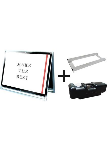 常磐精工 ポスタースタンド ポスター用スタンド看板 A0横ロウ両面ブラック ウエイトアーム・水タンクセット PSSK-A0YLRB-3SET|【店舗用品】