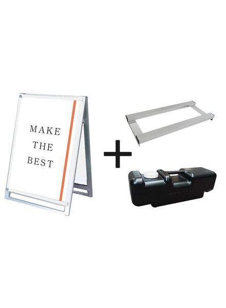 常磐精工 ポスタースタンド ポスター用スタンド看板 A1ロウ両面ホワイト ウエイトアーム・水タンクセット PSSK-A1LRW-3SET|【店舗用品】