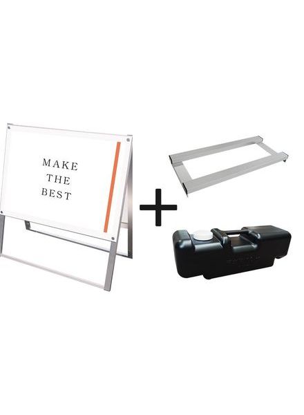 常磐精工 ポスタースタンド ポスター用スタンド看板 A1横両面ホワイト ウエイトアーム・水タンクセット PSSK-A1YRW-3SET|【店舗用品】