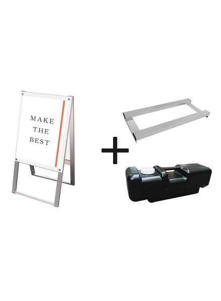 常磐精工 ポスタースタンド ポスター用スタンド看板 A2両面ホワイト ウエイトアーム・水タンクセット PSSK-A2RW-3SET|【店舗用品】