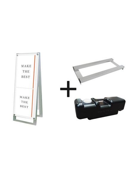 常磐精工 ポスタースタンド ポスター用スタンド看板 A3縦縦両面ホワイト ウエイトアーム・水タンクセット PSSK-A3TTRW-3SET|【店舗用品】