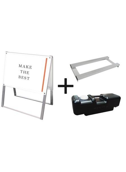 常磐精工 ポスタースタンド ポスター用スタンド看板 B2横両面ホワイト ウエイトアーム・水タンクセット PSSK-B2YRW-3SET|【店舗用品】