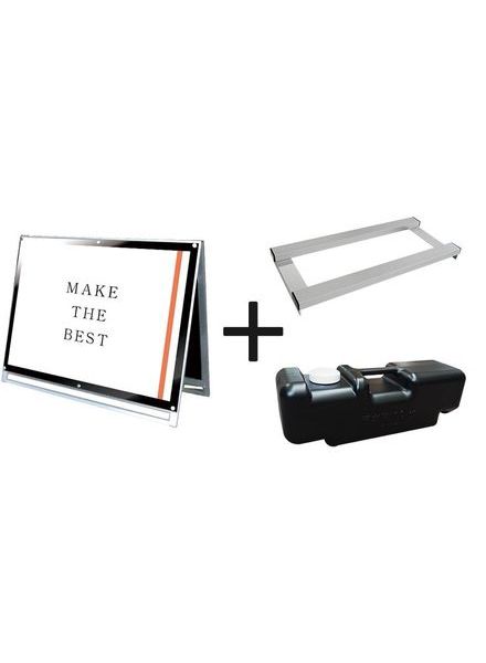 常磐精工 ポスタースタンド ポスター用スタンド看板マグネジ A0横ロウ両面ブラック ウエイトアーム・水タンクセット PSSKMN-A0YLRB-3SET|【店舗用品】