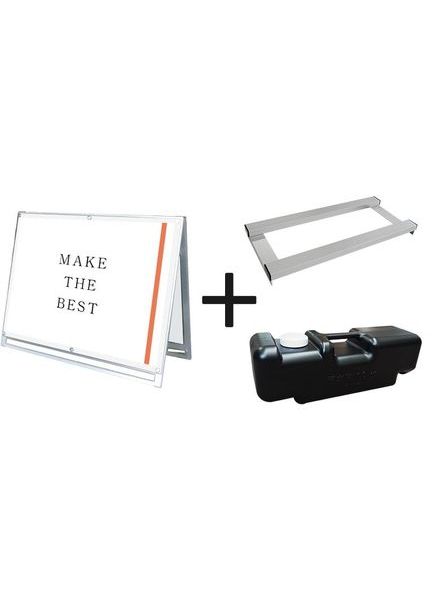 常磐精工 ポスタースタンド ポスター用スタンド看板マグネジ A0横ロウ両面ホワイト ウエイトアーム・水タンクセット PSSKMN-A0YLRW-3SET|【店舗用品】