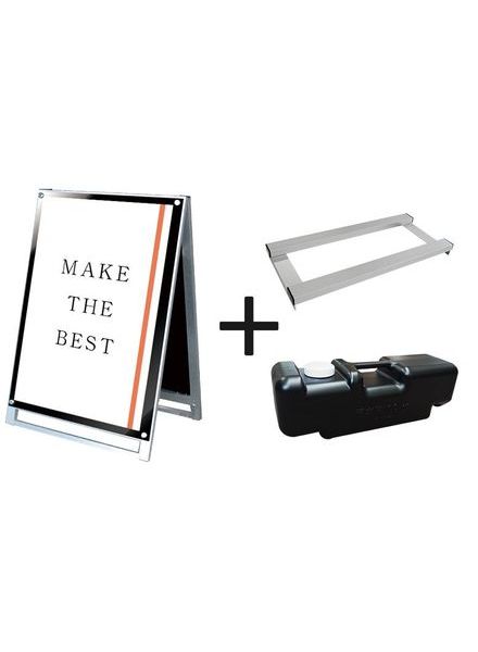 常磐精工 ポスタースタンド ポスター用スタンド看板マグネジ A1ロウ両面ブラック ウエイトアーム・水タンクセット PSSKMN-A1LRB-3SET|【店舗用品】