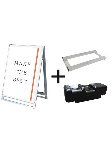 常磐精工 ポスタースタンド ポスター用スタンド看板マグネジ A1ロウ両面ホワイト ウエイトアーム・水タンクセット PSSKMN-A1LRW-3SET|【店舗用品】