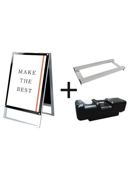 常磐精工 ポスタースタンド ポスター用スタンド看板マグネジ A1両面ブラック ウエイトアーム・水タンクセット PSSKMN-A1RB-3SET|【店舗用品】