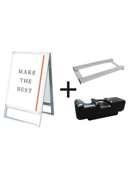 常磐精工 ポスタースタンド ポスター用スタンド看板マグネジ A1両面ホワイト ウエイトアーム・水タンクセット PSSKMN-A1RW-3SET|【店舗用品】