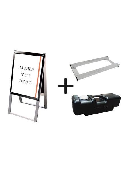 常磐精工 ポスタースタンド ポスター用スタンド看板マグネジ A2両面ブラック ウエイトアーム・水タンクセット PSSKMN-A2RB-3SET|【店舗用品】