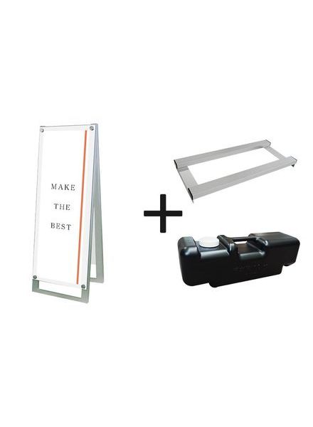 常磐精工 ポスタースタンド ポスター用スタンド看板マグネジ A3縦縦両面ホワイト ウエイトアーム・水タンクセット PSSKMN-A3TTRW-3SET|【店舗用品】