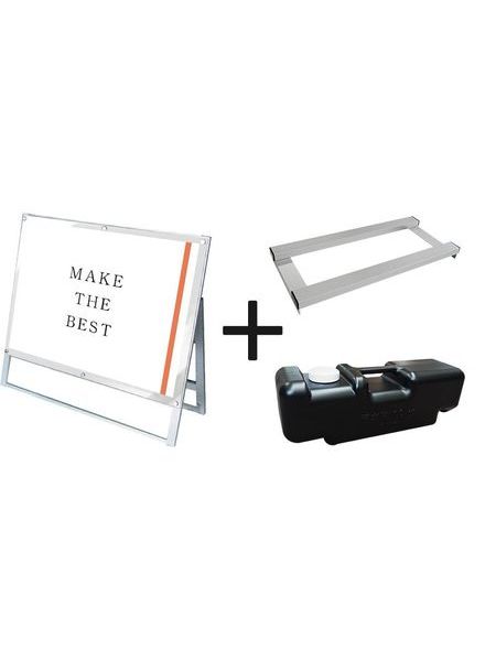 常磐精工 ポスタースタンド ポスター用スタンド看板マグネジ B1横ロウ片面ホワイト ウエイトアーム・水タンクセット PSSKMN-B1YLKW-3SET|【店舗用品】