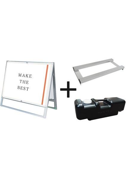 常磐精工 ポスタースタンド ポスター用スタンド看板マグネジ B1横ロウ両面ホワイト ウエイトアーム・水タンクセット PSSKMN-B1YLRW-3SET|【店舗用品】