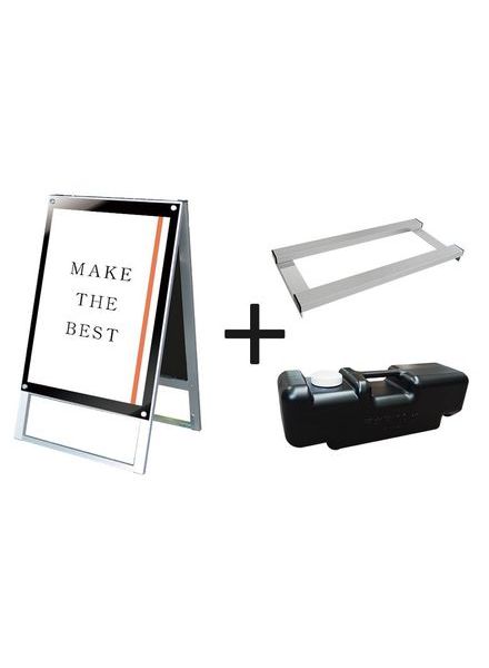 常磐精工 ポスタースタンド ポスター用スタンド看板マグネジ B2両面ブラック ウエイトアーム・水タンクセット PSSKMN-B2RB-3SET|【店舗用品】