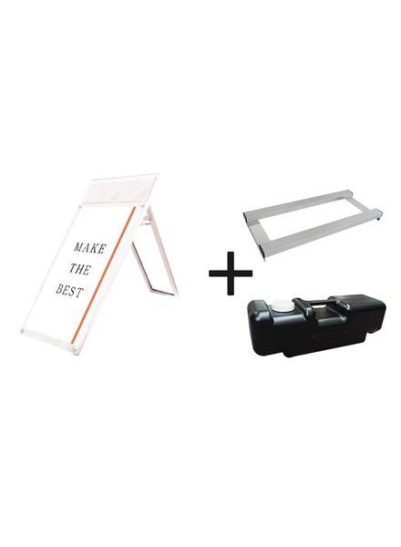 常磐精工 ポスタースタンド ポスター用スタンド看板マグネジ パンフレットケース付 A1ロウ片面ホワイト(屋内用) ウエイトアーム・水タンクセット PSSKMNP-A1LKW-3SET|【店舗用品】