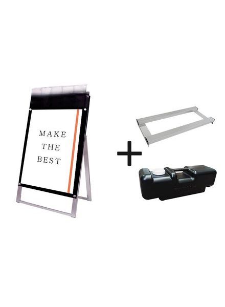 常磐精工 ポスタースタンド ポスター用スタンド看板パンフレットケース付 A1片面ブラック(屋外用) ウエイトアーム・水タンクセット PSSKP-A1KB-G-3SET|【店舗用品】