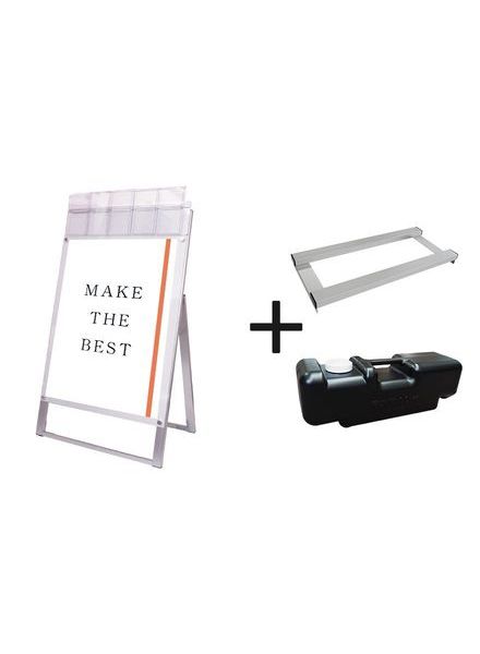 常磐精工 ポスタースタンド ポスター用スタンド看板パンフレットケース付 A1片面ホワイト(屋外用) ウエイトアーム・水タンクセット PSSKP-A1KW-G-3SET|【店舗用品】