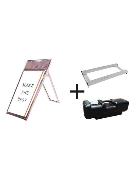 常磐精工 ポスタースタンド ポスター用スタンド看板パンフレットケース付 A1ロウ片面ブラック(屋内用) ウエイトアーム・水タンクセット PSSKP-A1LKB-3SET|【店舗用品】