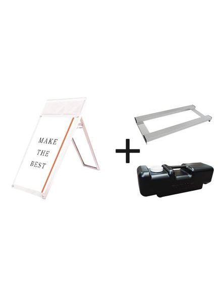 常磐精工 ポスタースタンド ポスター用スタンド看板パンフレットケース付 A1ロウ片面ホワイト(屋内用) ウエイトアーム・水タンクセット PSSKP-A1LKW-3SET|【店舗用品】