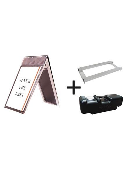 常磐精工 ポスタースタンド ポスター用スタンド看板パンフレットケース付 A1ロウ両面ブラック(屋内用) ウエイトアーム・水タンクセット PSSKP-A1LRB-3SET|【店舗用品】