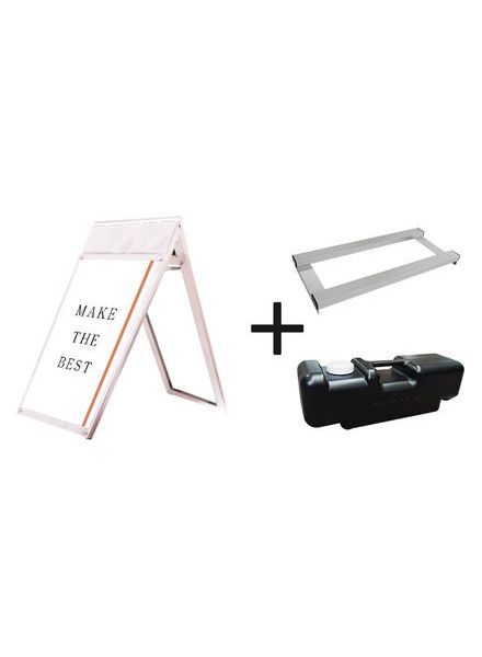 常磐精工 ポスタースタンド ポスター用スタンド看板パンフレットケース付 A1ロウ両面ホワイト(屋内用) ウエイトアーム・水タンクセット PSSKP-A1LRW-3SET|【店舗用品】