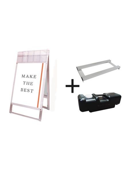 常磐精工 ポスタースタンド ポスター用スタンド看板パンフレットケース付 A1両面ホワイト(屋外用) ウエイトアーム・水タンクセット PSSKP-A1RW-G-3SET|【店舗用品】