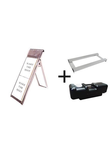 常磐精工 ポスタースタンド ポスター用スタンド看板パンフレットケース付 A3縦縦ロウ片面ブラック(屋内用) ウエイトアーム・水タンクセット PSSKP-A3TTLKB-3SET|【店舗用品】