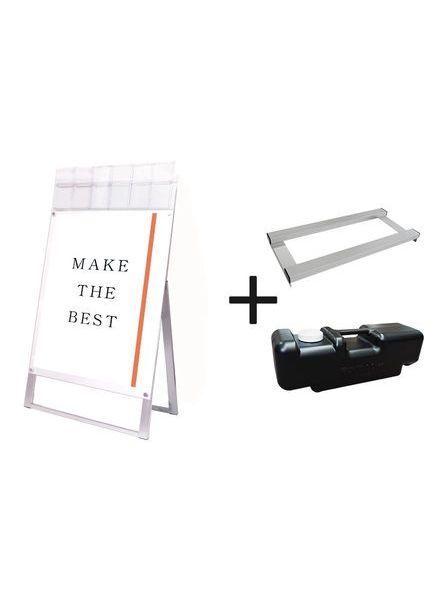 常磐精工 ポスタースタンド ポスター用スタンド看板パンフレットケース付 B1片面ホワイト(屋外用) ウエイトアーム・水タンクセット PSSKP-B1KW-G-3SET|【店舗用品】