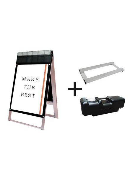 常磐精工 ポスタースタンド ポスター用スタンド看板パンフレットケース付 B1両面ブラック(屋外用) ウエイトアーム・水タンクセット PSSKP-B1RB-G-3SET|【店舗用品】