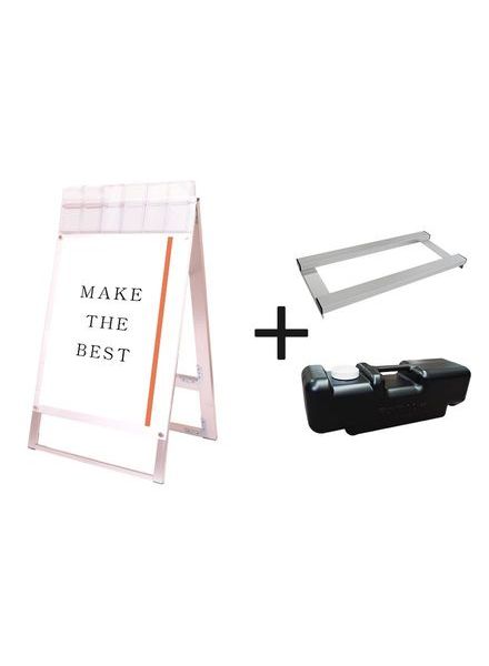 常磐精工 ポスタースタンド ポスター用スタンド看板パンフレットケース付 B1両面ホワイト(屋外用) ウエイトアーム・水タンクセット PSSKP-B1RW-G-3SET|【店舗用品】