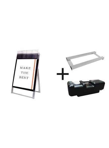 常磐精工 ポスタースタンド ポスター用スタンド看板パンフレットケース付 B2片面ブラック(屋外用) ウエイトアーム・水タンクセット PSSKP-B2KB-G-3SET|【店舗用品】