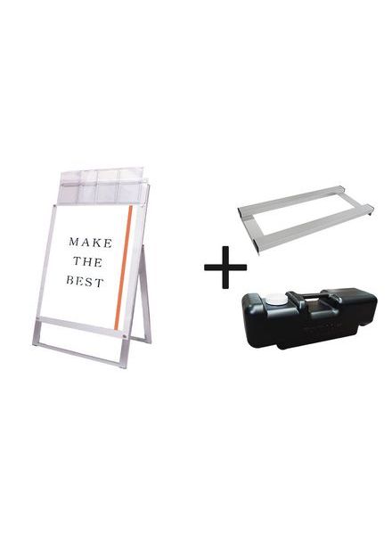 常磐精工 ポスタースタンド ポスター用スタンド看板パンフレットケース付 B2片面ホワイト(屋外用) ウエイトアーム・水タンクセット PSSKP-B2KW-G-3SET|【店舗用品】