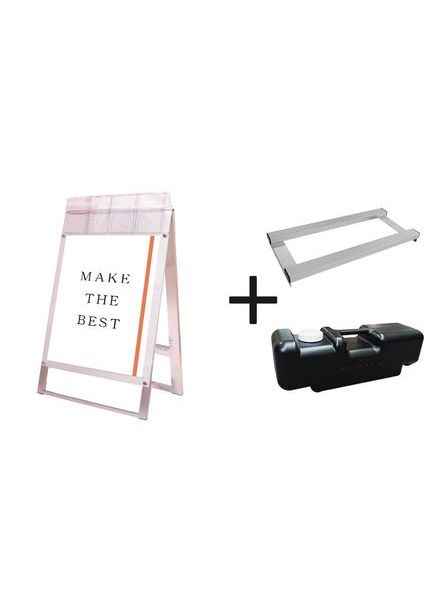 常磐精工 ポスタースタンド ポスター用スタンド看板パンフレットケース付 B2両面ホワイト(屋外用) ウエイトアーム・水タンクセット PSSKP-B2RW-G-3SET|【店舗用品】