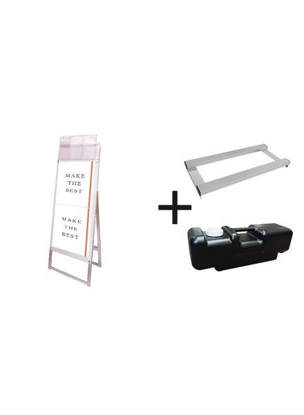 常磐精工 ポスタースタンド ポスター用スタンド看板パンフレットケース付 A3縦縦片面ホワイト(屋外用) ウエイトアーム・水タンクセット PSSKP-A3TTKW-G-3SET|【店舗用品】