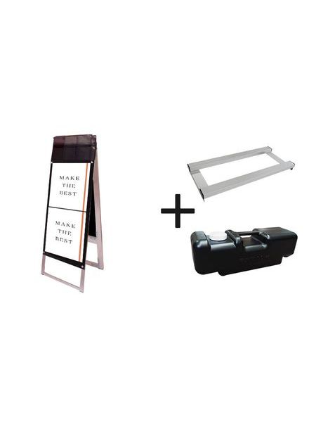 常磐精工 ポスタースタンド ポスター用スタンド看板パンフレットケース付 A3縦縦両面ブラック(屋外用) ウエイトアーム・水タンクセット PSSKP-A3TTRB-G-3SET|【店舗用品】