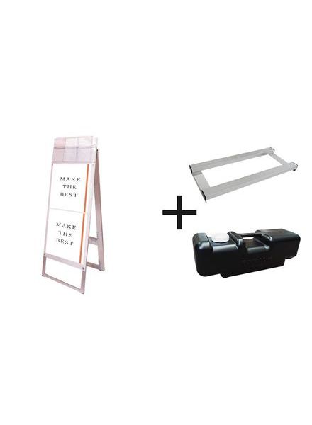 常磐精工 ポスタースタンド ポスター用スタンド看板パンフレットケース付 A3縦縦両面ホワイト(屋外用) ウエイトアーム・水タンクセット PSSKP-A3TTRW-G-3SET|【店舗用品】