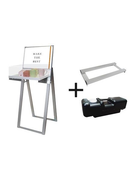 常磐精工 ディスプレイスタンド ラックスタンド看板 A3横ホワイト(アクリルボックス付) ウエイトアーム・水タンクセット RASKA-A3YW-3SET|【店舗用品】