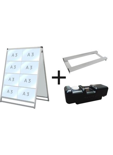 常磐精工 バリウスカードケーススタンド看板 A3横16両面 ウエイトアーム・水タンクセット VACCSK-A3Y16R-3SET|【店舗用品】