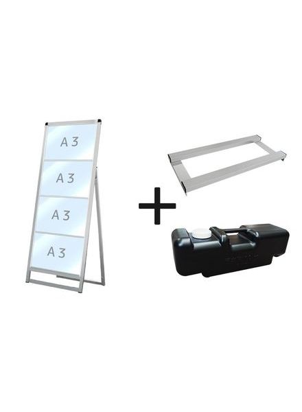 常磐精工 バリウスカードケーススタンド看板 A3横4片面 ウエイトアーム・水タンクセット VACCSK-A3Y4K-3SET|【店舗用品】