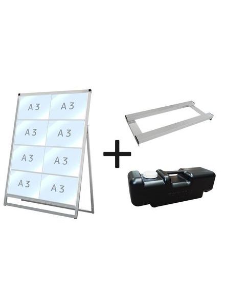 常磐精工 バリウスカードケーススタンド看板 A3横8片面 ウエイトアーム・水タンクセット VACCSK-A3Y8K-3SET|【店舗用品】