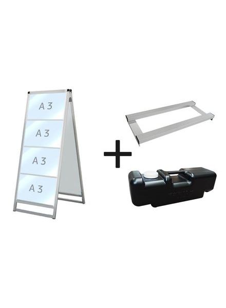 常磐精工 バリウスカードケーススタンド看板 A3横8両面 ウエイトアーム・水タンクセット VACCSK-A3Y8R-3SET|【店舗用品】