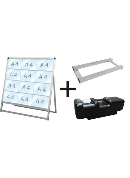 常磐精工 バリウスカードケーススタンド看板 A4横12片面 ウエイトアーム・水タンクセット VACCSK-A4Y12K-3SET|【店舗用品】