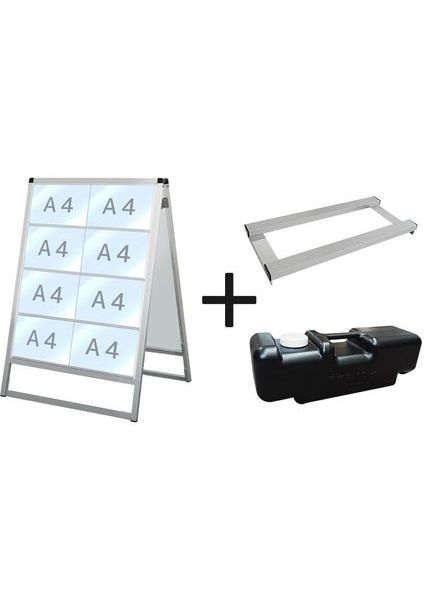 常磐精工 バリウスカードケーススタンド看板 A4横16両面 ウエイトアーム・水タンクセット VACCSK-A4Y16R-3SET|【店舗用品】