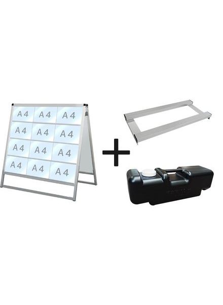 常磐精工 バリウスカードケーススタンド看板 A4横24両面 ウエイトアーム・水タンクセット VACCSK-A4Y24R-3SET|【店舗用品】