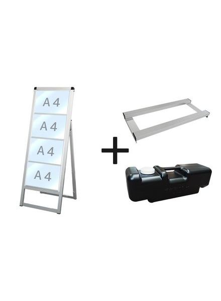 常磐精工 バリウスカードケーススタンド看板 A4横4片面 ウエイトアーム・水タンクセット VACCSK-A4Y4K-3SET|【店舗用品】