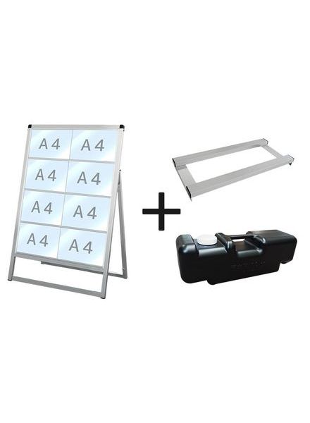 常磐精工 バリウスカードケーススタンド看板 A4横8片面 ウエイトアーム・水タンクセット VACCSK-A4Y8K-3SET|【店舗用品】